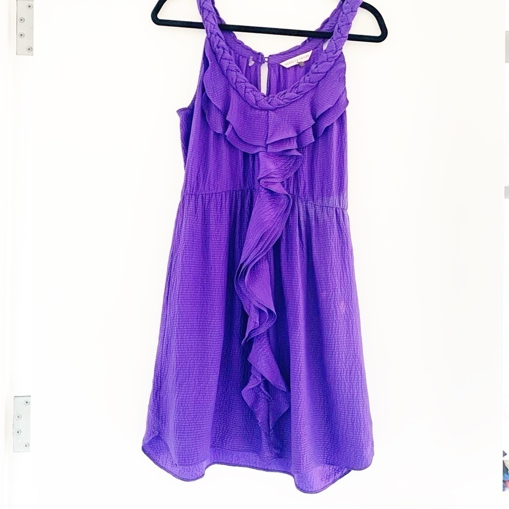 REBECCA TAYLOR Purple Silk Ruffle Dress Size 6